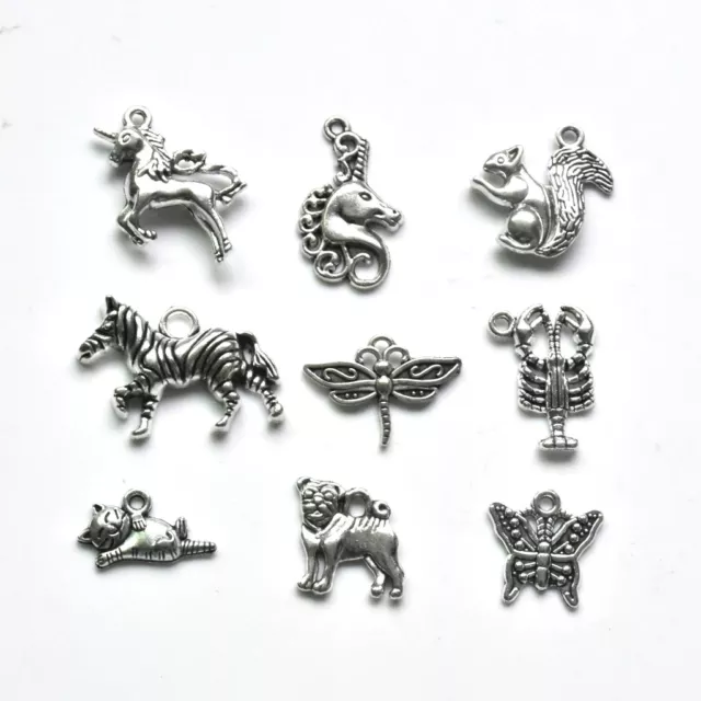 Tibetan Silver Charm Pendant Unicorn/Elephant/Dog/Cat/Squirrel Animal Charms