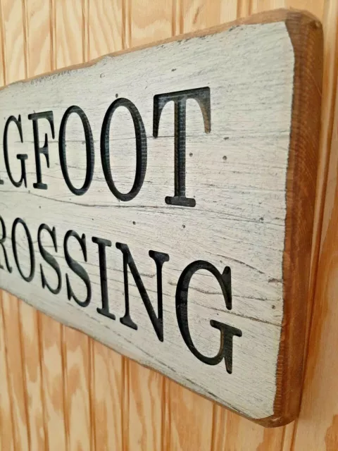 Bigfoot Crossing/Sasquatch Distressed Wood Sign/Rustic/Cabin/Lodge/Camping/Home 7