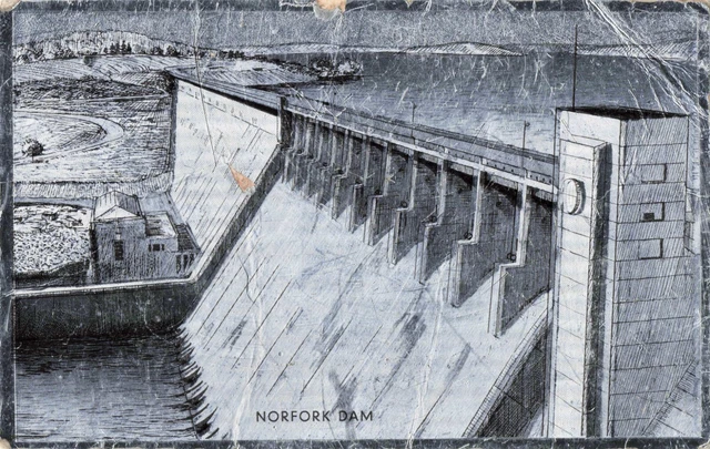 Postcard AR Mountain Home Arkansas Missouri Norfork Lake Dam-Ozarks Foil (A1)
