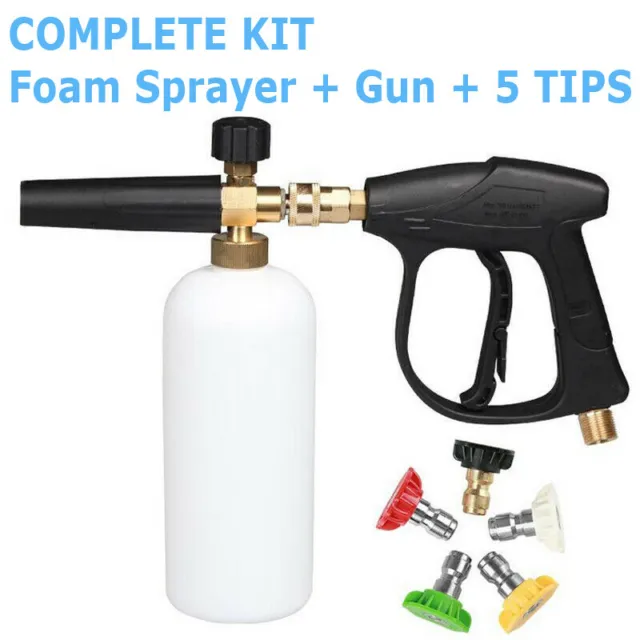 1/4" Snow Foam Pressure Washer Gun Car Wash Soap Lance Cannon Spray Jet Bottle