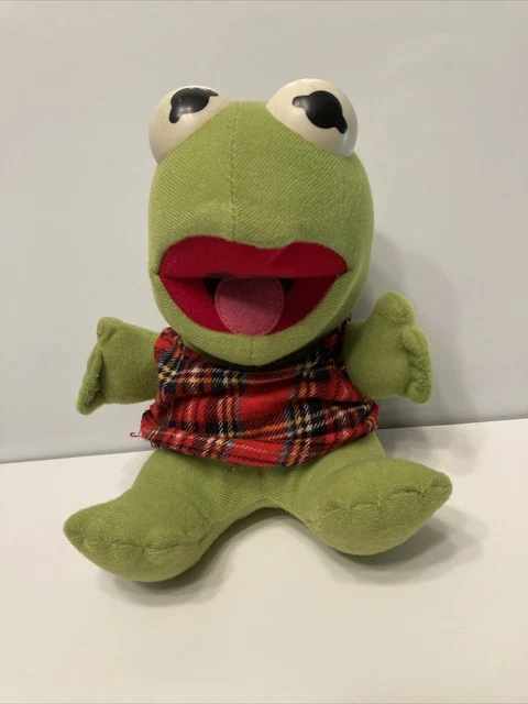 Vtg Muppet Babies Baby Kermit the Frog Plush W/Plaid Vest 7" Jim Henson 1987