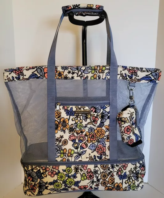 Samantha Brown Luggage To-Go Insulated Bottom Mesh Tote Carry On Daisy Floral