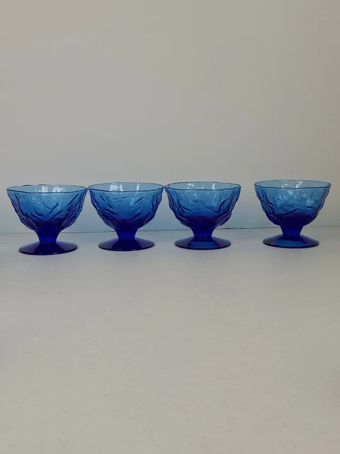 Seneca Morgantown DRIFTWOOD Blue Glass Dessert Sherbert Sorbet Vintage EUC