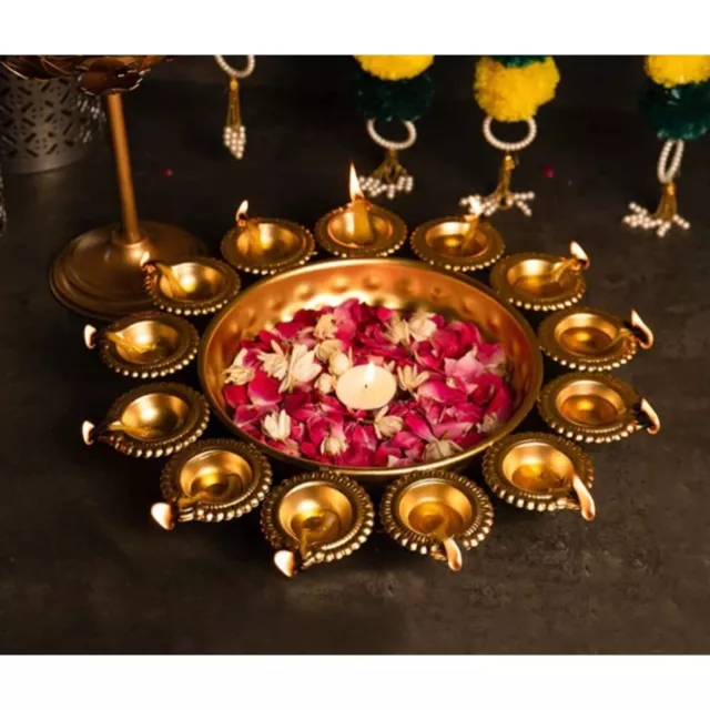 Diya Shape Flower Decorative Urli Bowl For Home Handicraft Bowl