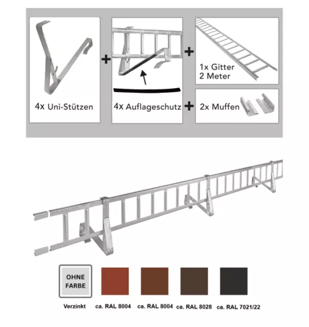 Schneefanggitter-Set 1,5m-2m , Universal-System, Schneefanghöhe 26 cm