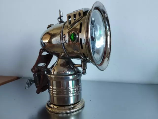 Antique BRASS German chrome-plated  CARBIDE ACETYLENE bicycle lamp Bauer