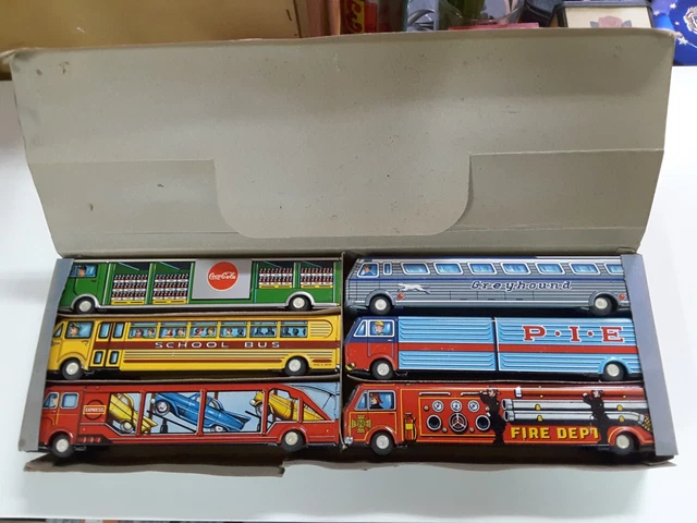 Set of 6 Coca Cola Tin Truck Trailer with Box Hong Kong