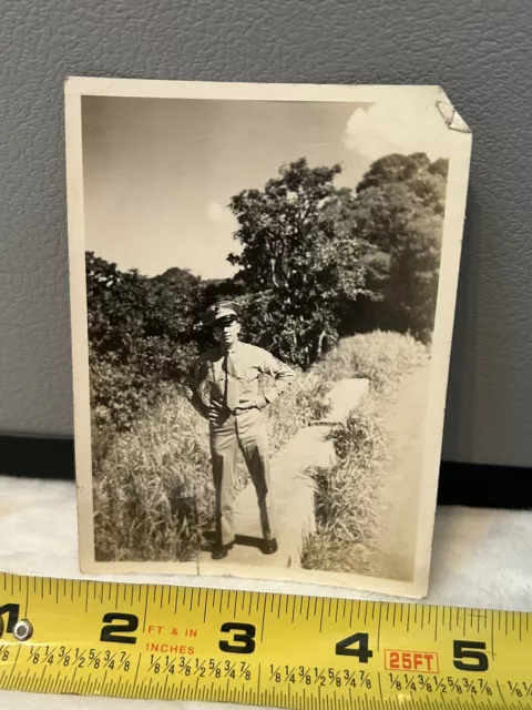 Vintage Photo Snapshot 1930s Man In Military Uniform