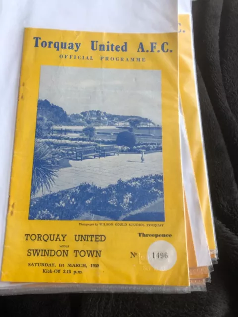 Torquay United Home Programmes 1957/58