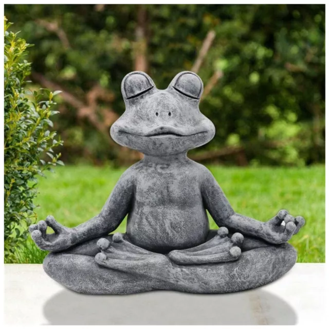 * Frog Statue Garden Sculpture Decor Meditation Patio Zen Pose Pool Sitting Yoga