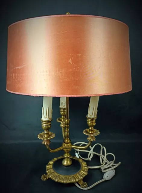 Ancien XXème pied de lampe en laiton tripode patte de lion et 3 branches