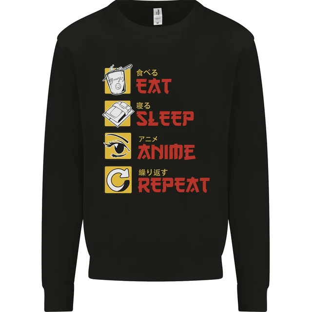 Eat Sleep Anime Repeat Kids Sweatshirt Jumper