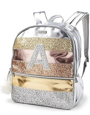 S K M Justice Nwt Initial glitter stripe water bottle Select A 