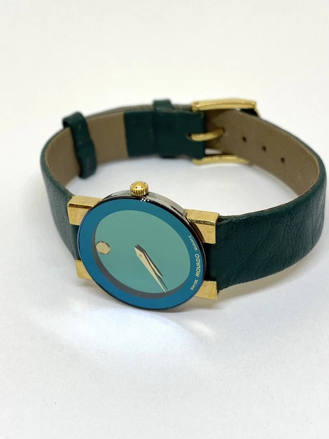 Movado Edizione Limitata Donna Tono Oro Museo Quadrante Verde Cinturino in Pelle In Scatola