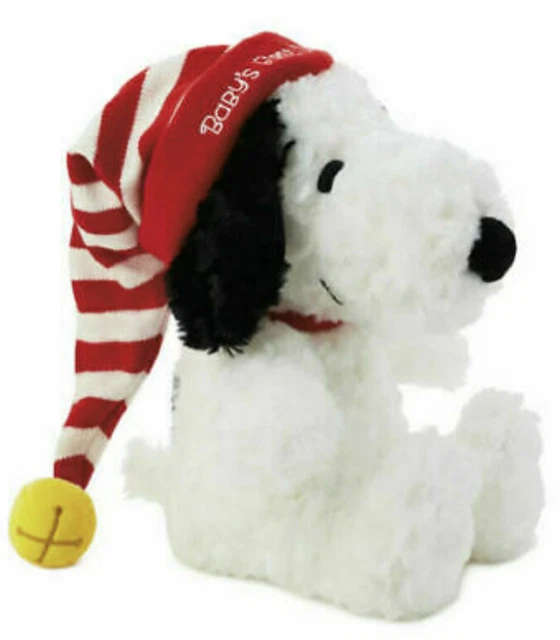10” HALLMARK PEANUTS Snoopy Babys First Christmas Snoopy Plush Rattle