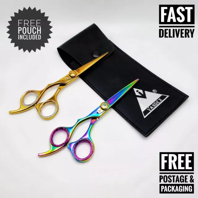 6"  Left Handed Professional Hairdresser Barber Scissors Gold Multi Razor Sharp