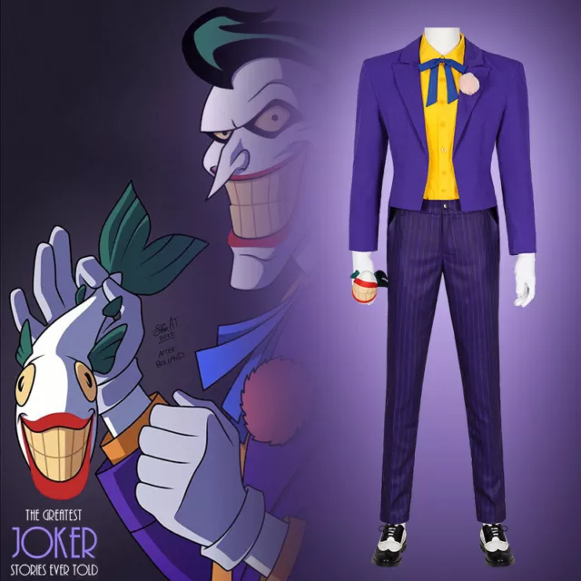 Batman The Animation Joker Full Set Uniform Outfit Men Cosplay Costume Halloween