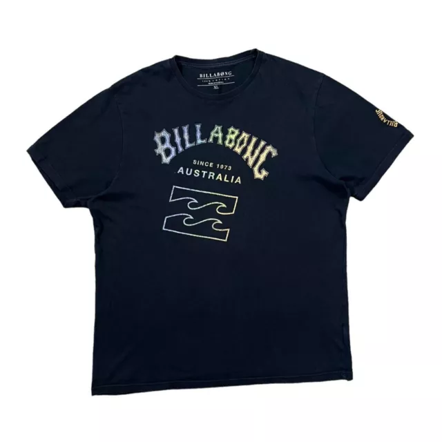 BILLABONG Australia Gradient Logo Spellout Surfer Graphic T-Shirt XL Black