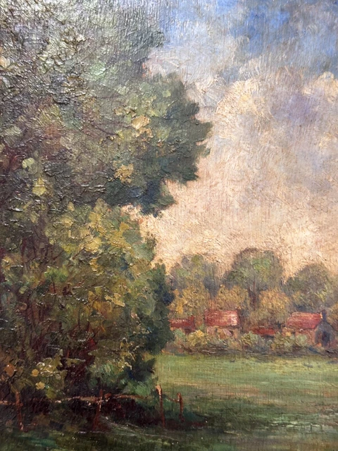 Tableau Huile Paysage Animé Impressionniste Signé Antony Dam