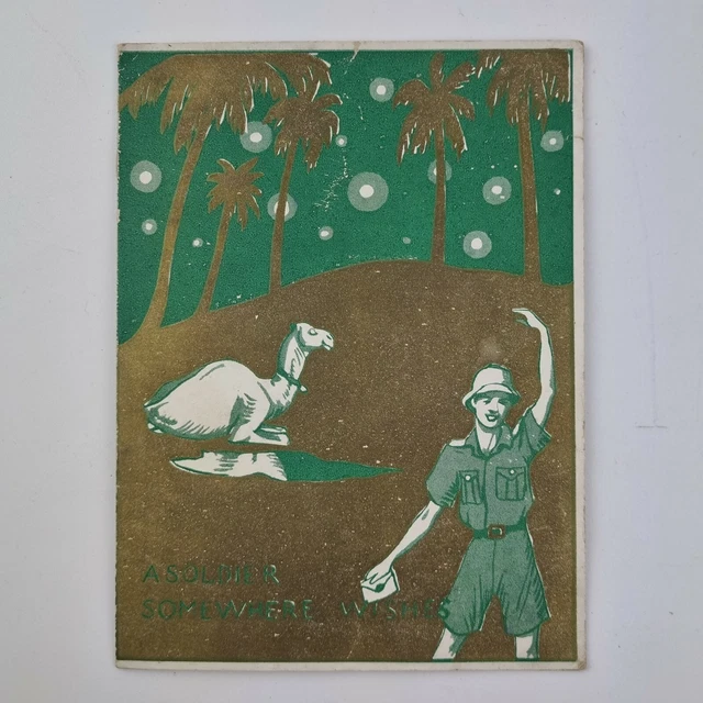 Vintage WW2 Christmas Greetings Card "A Soldier Somewhere Wishes"