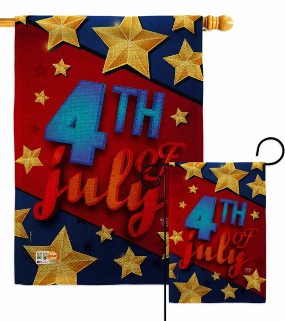 4th July Stars Burlap Garden Flag Americana Fourth Decorative Gift Yard Banner