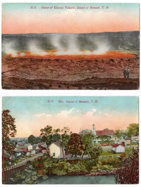 1910 Edward H. Mitchell S.F. Cal Postcards ~ KILAUEA & Wailuku River HILO HAWAII