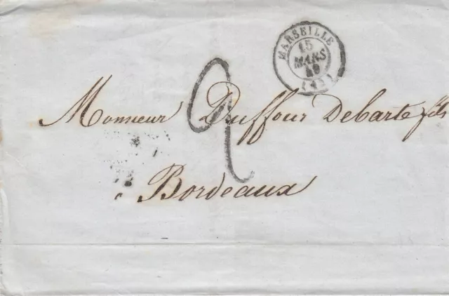 Frankreich Vorphilabrief aus dem Jahr 1849 von Marseille nach Bordeaux