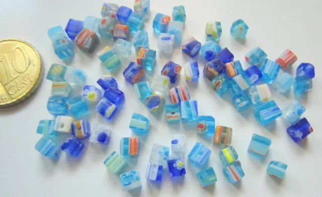 Perlas cubo cristal milflores 4 mm X 80 UNIDADES gama azul abalorios