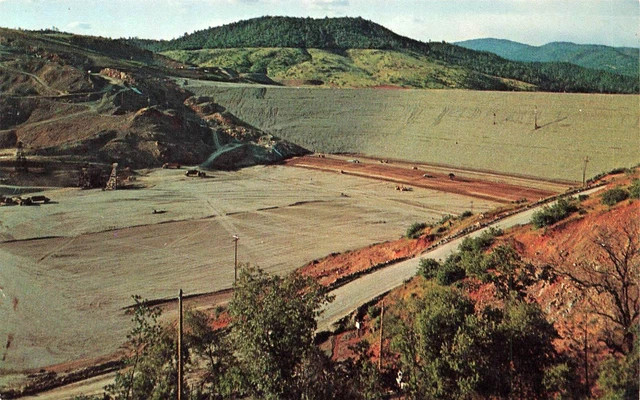 California Postcard: Aerial View Of Dam Construction, Oroville, Ca
