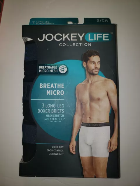 Lot of 3 NIB Boxes of Jockey Life Mens SMALL 3 Long-Leg Boxer
