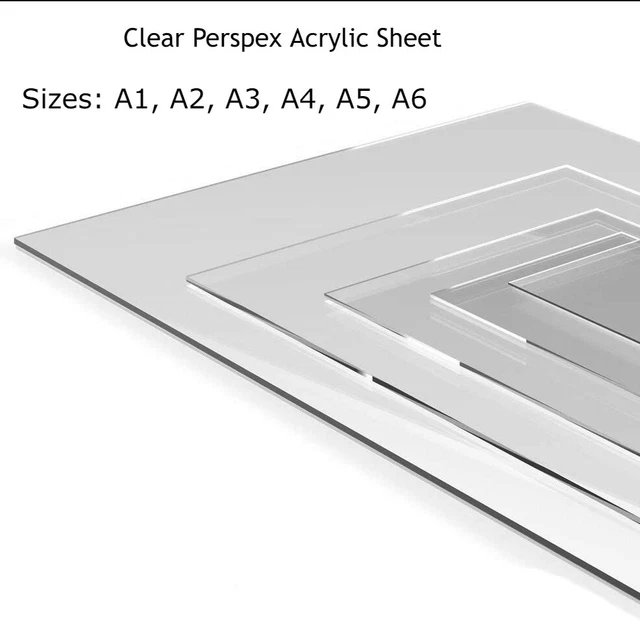 CLEAR ACRYLIC SHEET Perspex Clear Plastic Cut Panel Material A1 A2 A3