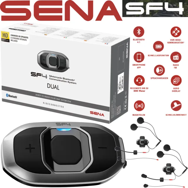 SENA SF4 HD Lautsprecher Doppelset Motorrad Headset Bluetooth 4.1 Uni-Intercom 2