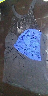 Bnwt. Black & Blue Drapey Cami With Lace Panel. Halterbeck. 12 . River Island