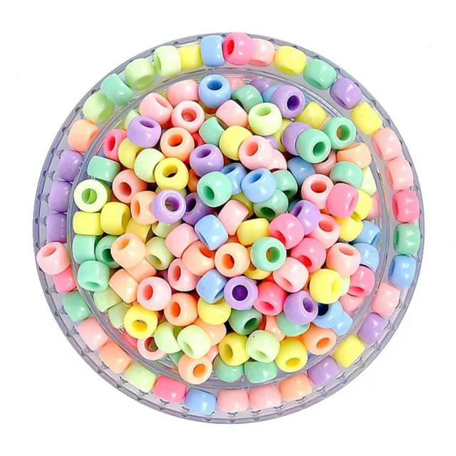 200 Mixed Pastel Color Acrylic Barrel Pony Beads 9X6mm for Kids Craft Kandi