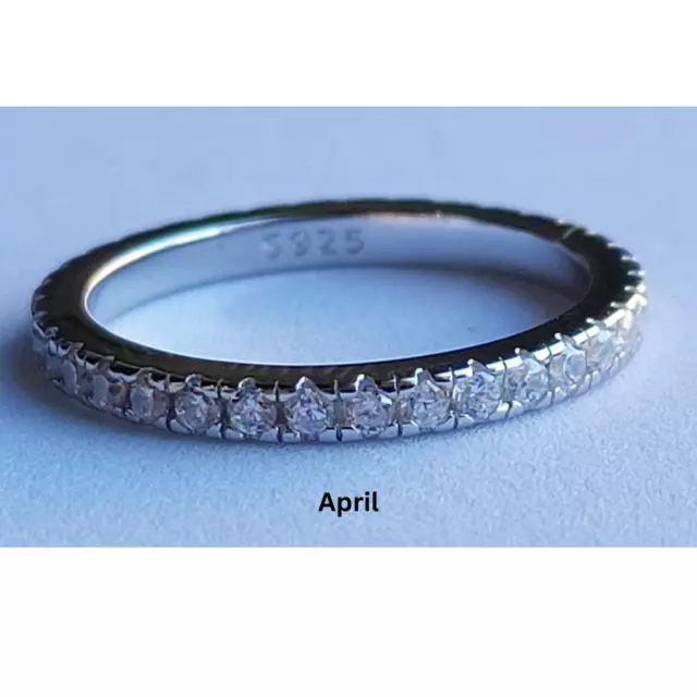 Genuine Sterling Silver S925 Rings Beaded 12 Months Birthstone Gemstone Ring AFG