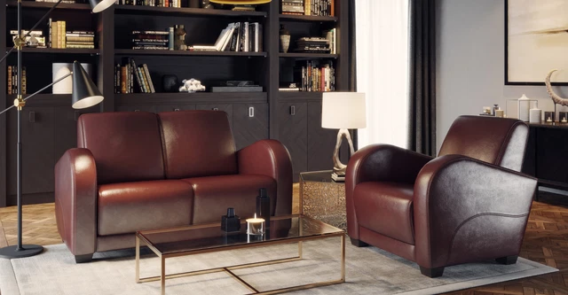 Sofa Set Couch Design 2+1 Seater 100% Italy Leather Luxury Modern Style New Art
