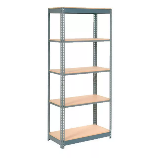 Boltless Heavy Duty Shelving 36"W x 24"D x 72"H 5 Shelves Wood Deck