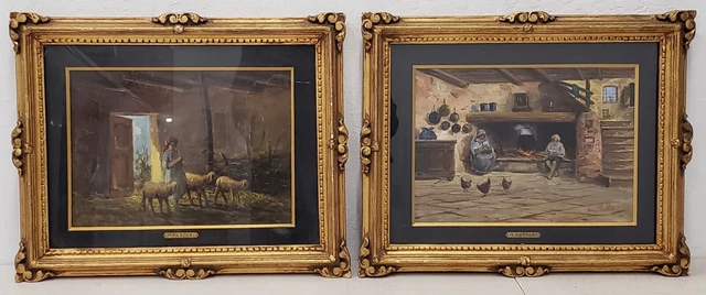 Pair of Early 20th Century Oil Paintings by Mario Fattori c.1920s