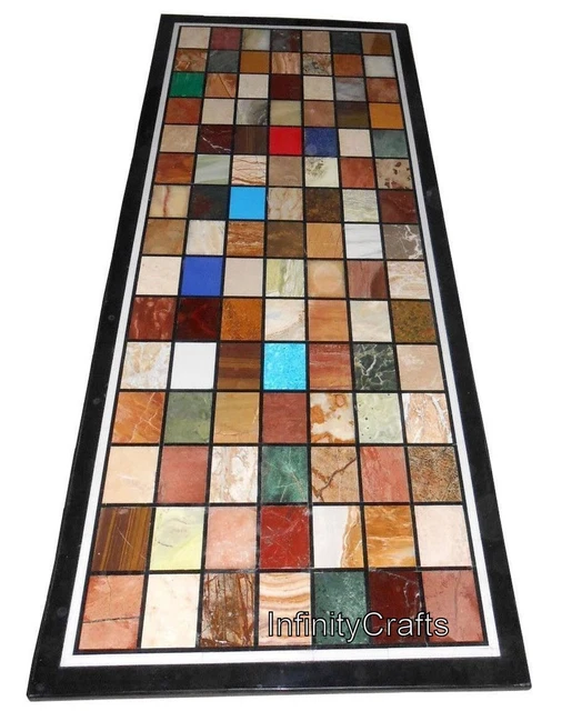 24 x 48 Inches Marble Center Table Multicolor Stone Inlay Work Dining Table Top