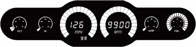 Universal 6 Gauge Analog Dash Panel White LED Bar-Graph Gauges Lifetime Warranty