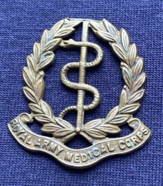 Vintage Brass Royal Army Medical Corps Cap Badge Missing Crown