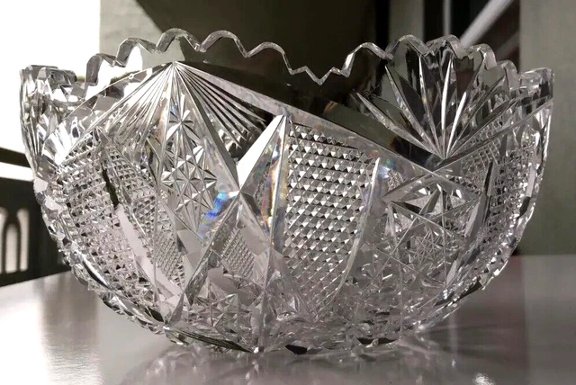 Fine Antique Abp American Brilliant Period Cut Glass 8" Bowl 3