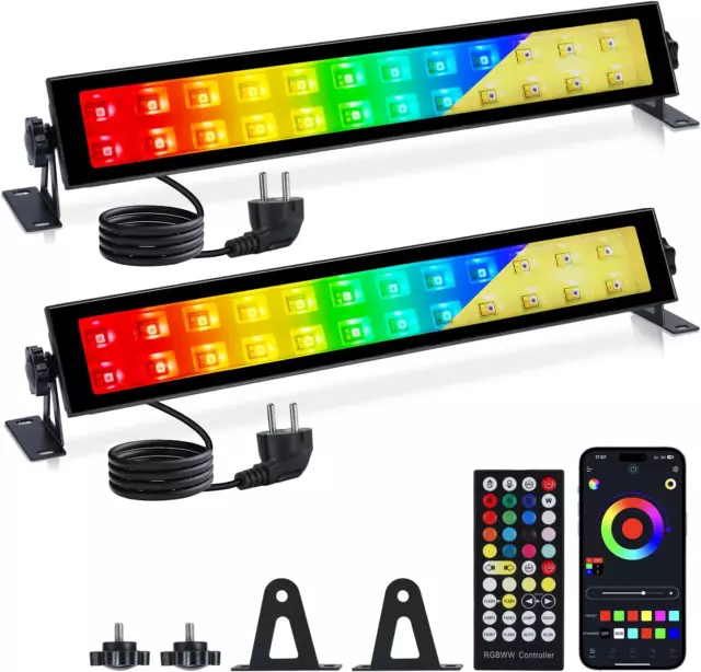 VAYALT RGB LED Strahler, 2 Stück 48W RGB Wallwasher Licht Mit Bluetooth APP Steu