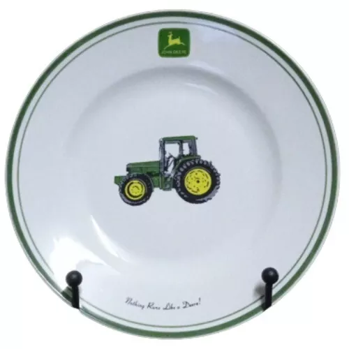 Gibson Designs JOHN DEERE Dinner Plate 11 1/8" D Tractor & Words Green Yellow