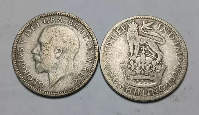 1x 1928 Great Britain One Shilling - Silver Coin - George V