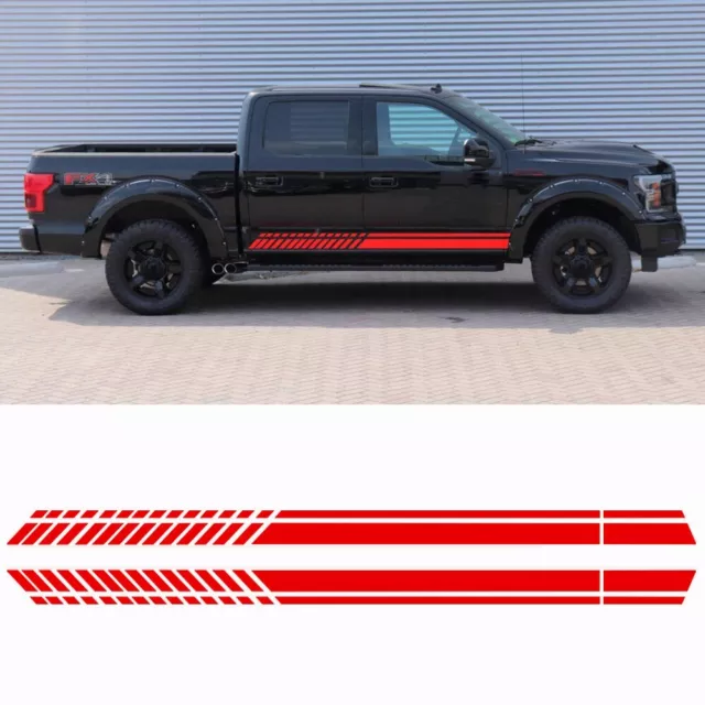 Sport Glossy Red Side Rocker Stripes Decal Vinyl Sticker For Ford F-150 F-250