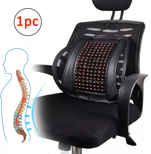 Lumbar Support Pillow for Office Chair Car Seat Wooden Bead Back Support Cushion