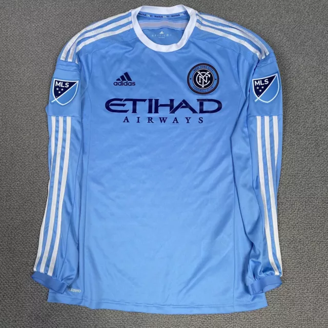 New York City Adidas 2015-16 Mens Medium Blue Home Shirt MLS Long Sleeve