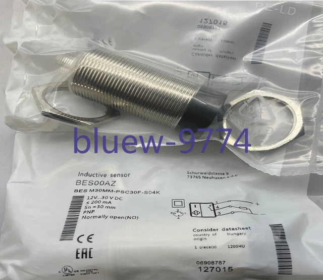 thumbnail image 2 of Balluff BES M30MI-PSC15B-S04K Inductive Proximity Sensor – New In Box 2 of 5