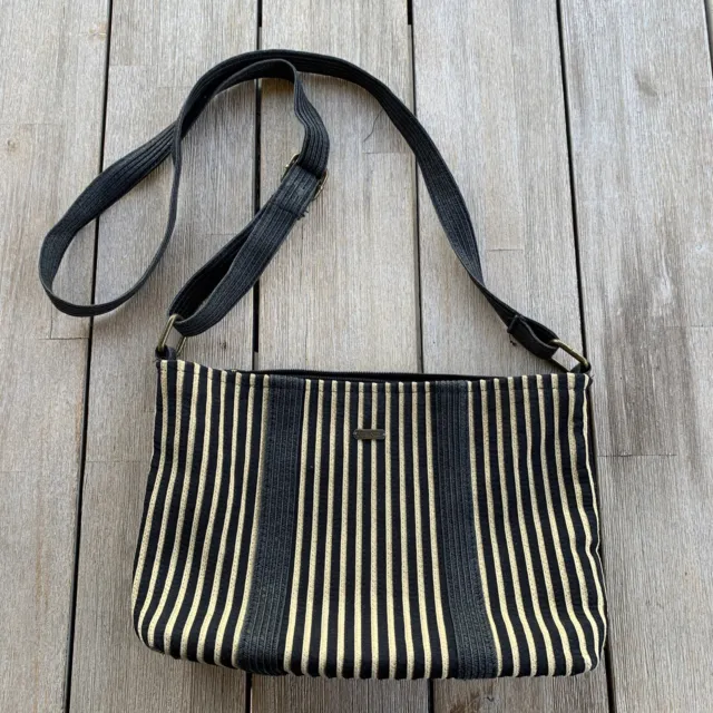 Sun n Sand Vertical Striped Straw Bag Tote Handbag Purse Double Shoulder Strap